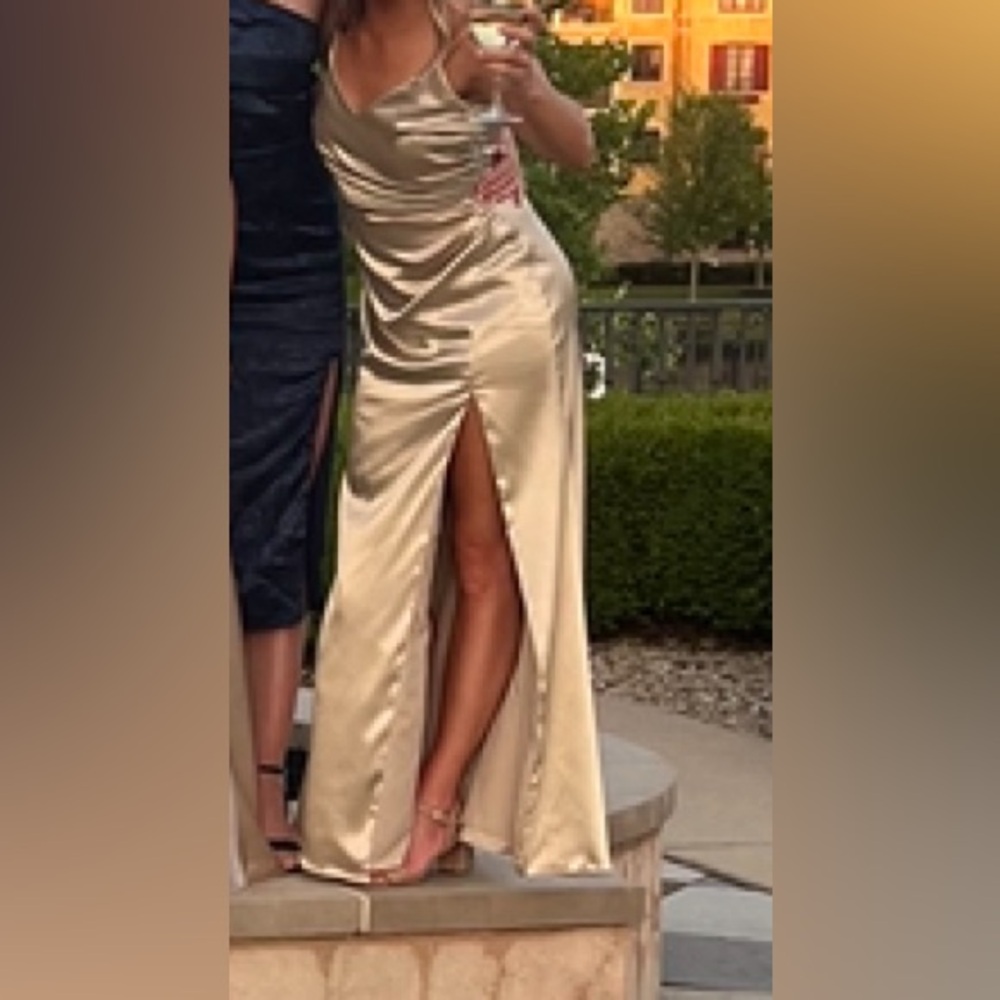 Birdy Grey Gold Satin Dress - Picture 3 of 8